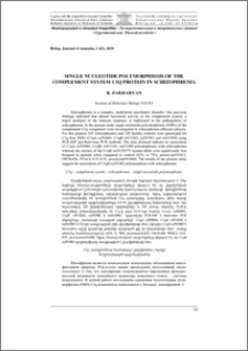 Single nucleotide polymorphisms of the complement system C1Q protein in schizophrenia
