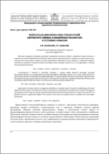 Возрастная динамика ряда показателей азотистого обмена в мышечных тканях коз в условиях Армении