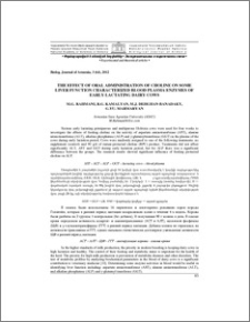 The effect of oral administration of choline on some liver function characterized blood plasma enzymes of early lactating dairy cows