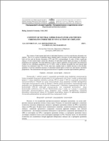 Content of neutral lipids in rat liver and thymus chromatin under the in vivo action of cisplatin