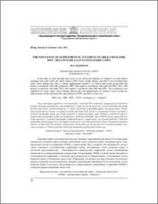 The Influrnce of supplemental vitamin E on milk yield, DMI, BWC, NEFA in early lactating dairy cows