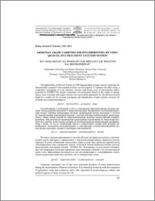 Armenian grape varieties SSR fingerprinting by using Qiaxcel DNA fragment analysis system