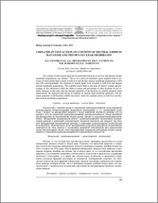 Cisplatin in vivo action on content of neutral lipids in rat liver and thymus nuclear membranes