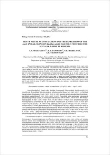 Heavy metal accumulation and the expression of the copA and nikA genes in Bacillus subtilis AG4 isolated from the Sotk Gold Mine in Armenia