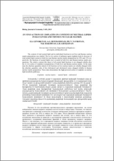 In vivo action of cisplatin on content of neutral lipids in rat liver and thymus nuclear matrix