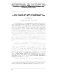Association of the complement factor H gene variants and ischemic stroke in Armenian population