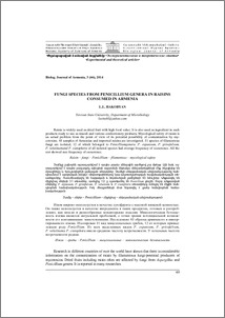 Fungi species from Penicillium genera in raisins consumed in Armenian Republic