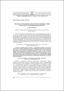 The role of thyroid gland activity markers under subclinical hypothyreoidism in rats