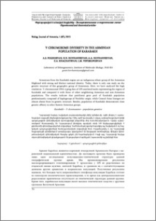 Y chromosome diversity in the Armenian population of Karabakh