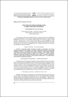 Creation of mixed lipid bilayer: A force field development