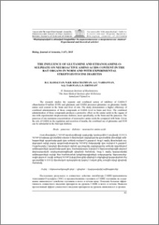 The influence of glutamine and ethanolamine-O-sulphate on neuroactive amino acids content in the rat organs in norm and with experimental streptozotocine diabetes