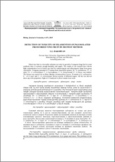 Detection of toxicity of filamentous fungi isolated from dried vine fruit by biotest method