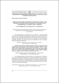 Agricultural risk assessment of the heavy metal and mineral salt pollution of river ecosystems in the Voghji river catchment area, Armenia