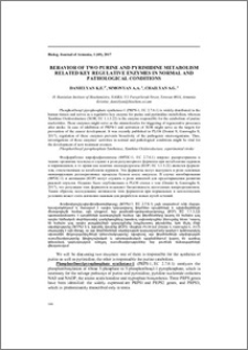 Behavior of two purine and pyrimidine metabolism related key regulative enzymes in normal and pathological conditions
