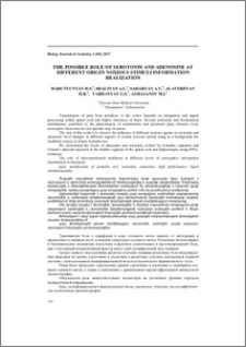 The possible role of serotonin and adenosine at different origin noxious stimuli information realization