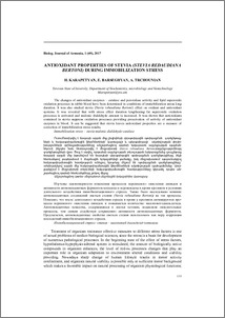 Antioxidant properties of stevia (stevia redaudiana bertoni) during immobilization stress