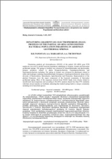 Denaturing gradient gel electrophoresis (DGGE) profiles of the partial 16S rRNA genes defined bacterial population inhabiting in Armenian geothermal springs