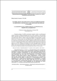 In vitro and in vivo influence of plant preparations on dipeptidyl peptidase IV and adenosine deaminase activities