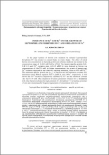 Influence of Fe2+ and Fe3+ on the growth of Leptospirillum ferriphilum CC and oxidation of Fe2+