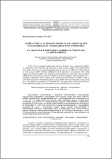 Antibacterial action of chemical and green silver nanoparticles in combination with antibiotics