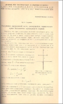 Излучение заряженной нити, движущейся параллельно краю бесконечно проводящего экрана