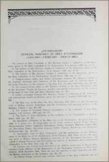"Etchmiadzin" official monthly of Holy Etchmiadzin (January-February-March 1992)
