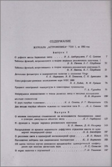 Содержание журнала "Астрофизика", том 1, за 1965 год