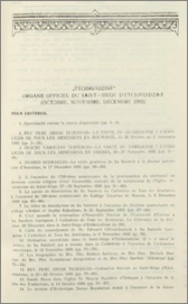 "Etchmiadzine" organe officiel du Saint-Siège d'Etchmiadzine (Octobre-Novembre-Décembre 1995)