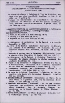 "Etchmiadzine" organe officiel du Saint-Siège d'Etchmiadzine (Juillet-Août 1996)