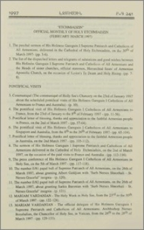 "Etchmiadzin" official monthly of Holy Etchmiadzin (February-March 1997)