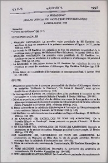 "Etchmiadzine" organe officiel du Saint-Siège d'Etchmiadzine (Février-Mars 1998)