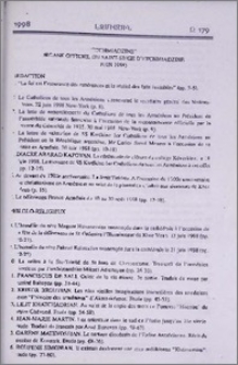 "Etchmiadzine" organe officiel du Saint-Siège d'Etchmiadzine (Juin 1998)