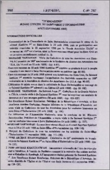 "Etchmiadzine" organe officiel du Saint-Siège d'Etchmiadzine (Août-Septembre 1998)