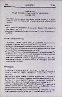 "Etchmiadzine" organe officiel du Saint-Siège d'Etchmiadzine (Janvier 1999)