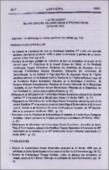 "Etchmiadzine" organe officiel du Saint-Siège d'Etchmiadzine (Février 1999)