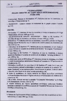 "Etchmiadzine" organe officiel du Saint-Siège d'Etchmiadzine (Mars 1999)