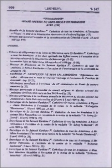 "Etchmiadzine" organe officiel du Saint-Siège d'Etchmiadzine (Avril 1999)