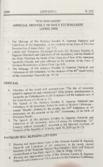 "Etchmiadzin" official monthly of Holy Etchmiadzin (April 2000)