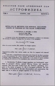Initial-value methods for integral equations arising in theories of the solar atmosphere