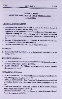 "Etchmiadzin" official monthly of Holy Etchmiadzin (August 2000)