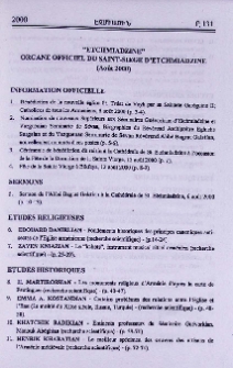 "Etchmiadzine" organe officiel du Saint-Siège d'Etchmiadzine (Août 2000)