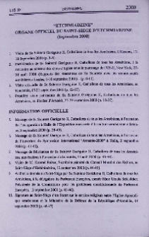 "Etchmiadzine" organe officiel du Saint-Siège d'Etchmiadzine (Septembre 2000)