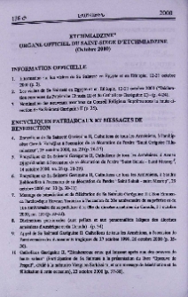 "Etchmiadzine" organe officiel du Saint-Siège d'Etchmiadzine (Octobre 2000)