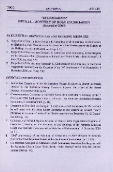 "Etchmiadzin" official monthly of Holy Etchmiadzin (December 2000)