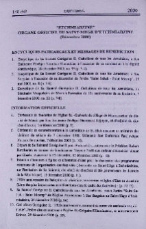 "Etchmiadzine" organe officiel du Saint-Siège d'Etchmiadzine (Décembre 2000)