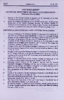 "Etchmiadzin" official monthly of Holy Etchmiadzin (February-March 2002)