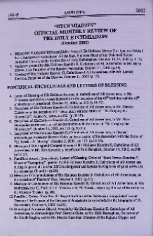 "Etchmiadzin" official monthly review of the Holy Etchmiadzin (October 2002)