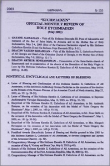 „Etchmiadzin” official journal of Holy Etchmiadzin(may 2003)