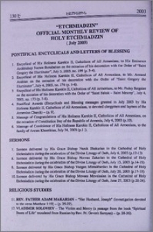 „Etchmiadzin” official journal of Holy Etchmiadzin(july 2003)