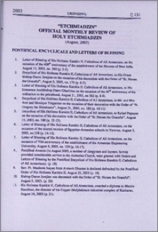„Etchmiadzin” official journal of Holy Etchmiadzin(august 2003)